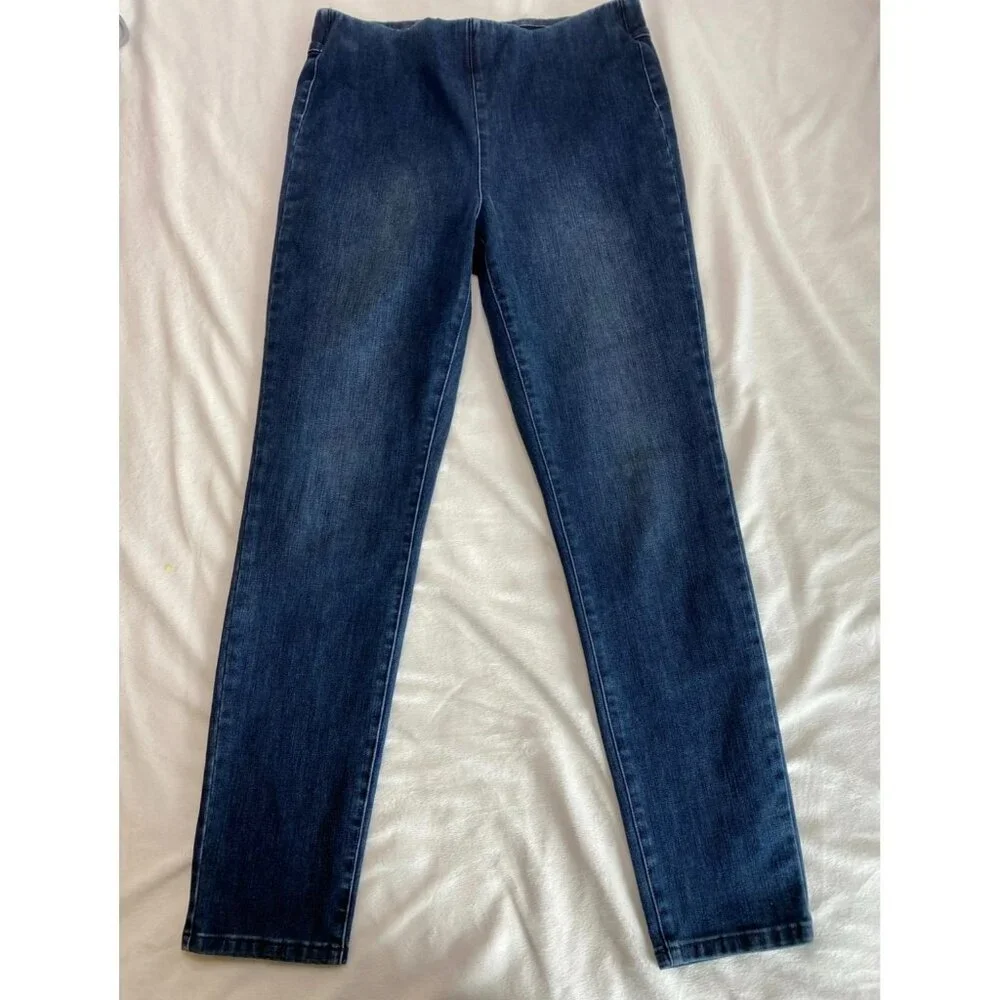 Soft Surroundings Pull-On Cropped Skinny Jeans Tall Medium Tall Blue Denim Elast